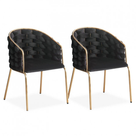 Lot de 2 Chaises Design "Elvire" 79cm Noir & Or|Chaise|Paris Prix