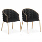 Lot de 2 Chaises Design "Elvire" 79cm Noir & Or|Chaise|Paris Prix