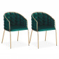 Lot de 2 Chaises Design "Elvire" 79cm Vert & Or|Chaise|Paris Prix