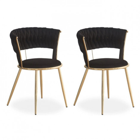 Lot de 2 Chaises Design "Sierra" 78cm Noir & Or|Chaise|Paris Prix