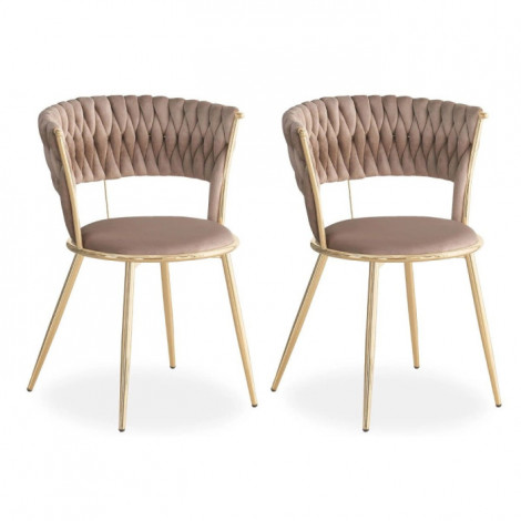Lot de 2 Chaises Design "Sierra" 78cm Taupe & Or|Chaise|Paris Prix