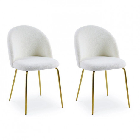 Lot de 2 Chaises Design Bouclette "Lia" 79cm Crème|Chaise|Paris Prix