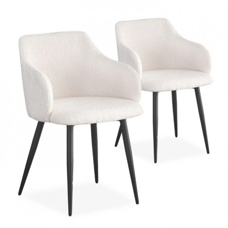 Lot de 2 Chaises Bouclette "Joa" 79cm Crème|Chaise|Paris Prix