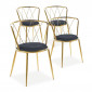 Lot de 4 Chaises Design Velours "Demoka" 74cm Noir|Chaise|Paris Prix
