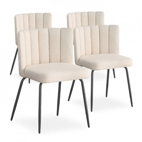 Lot de 4 Chaises Design Bouclette "Irina" 79cm Crème|Chaise|Paris Prix