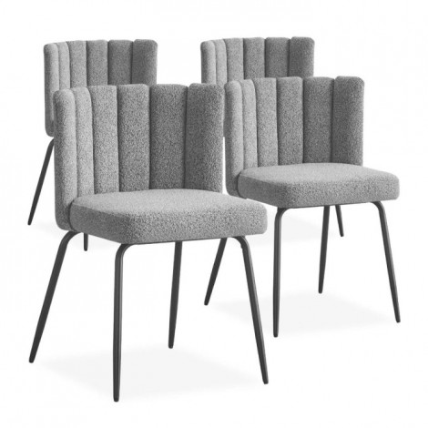 Lot de 4 Chaises Design Bouclette "Irina" 79cm Gris|Chaise|Paris Prix