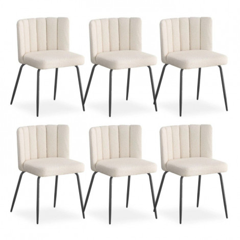 Lot de 6 Chaises Design Bouclette "Irina" 79cm Crème|Chaise|Paris Prix