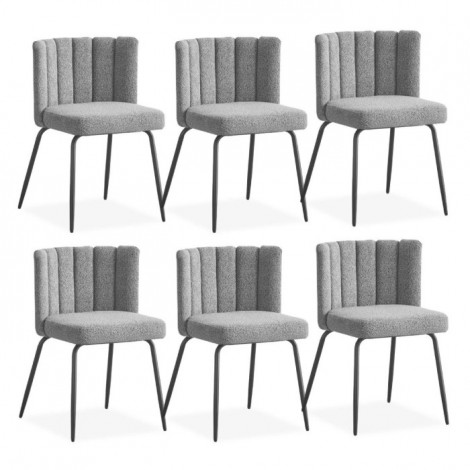 Lot de 6 Chaises Design Bouclette "Irina" 79cm Gris|Chaise|Paris Prix