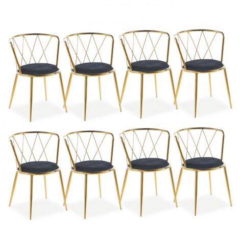 Lot de 8 Chaises Design Velours "Demoka" 74cm Noir|Chaise|Paris Prix