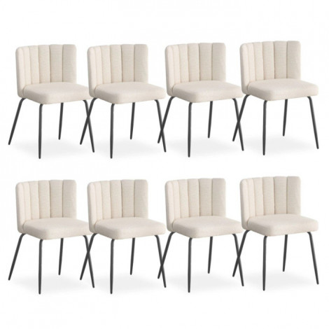 Lot de 8 Chaises Design Bouclette "Irina" 79cm Crème|Chaise|Paris Prix