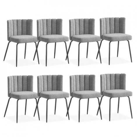 Lot de 8 Chaises Design Bouclette "Irina" 79cm Gris|Chaise|Paris Prix