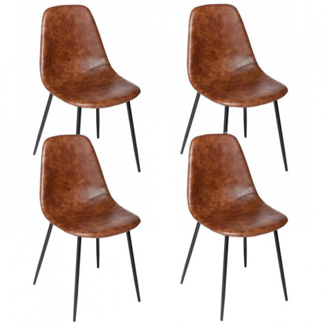 Lot de 4 Chaises Métal "Vladi" 82cm Marron|Chaise|Paris Prix