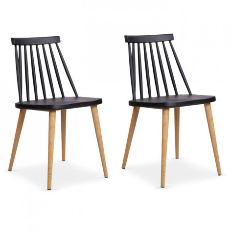 Lot de 2 Chaises Scandinave "Beaune" 77cm Noir|Chaise|Paris Prix