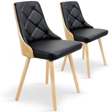 Lot de 2 Chaises Scandinave "Cargo" 79cm Chêne & Noir|Chaise|Paris Prix