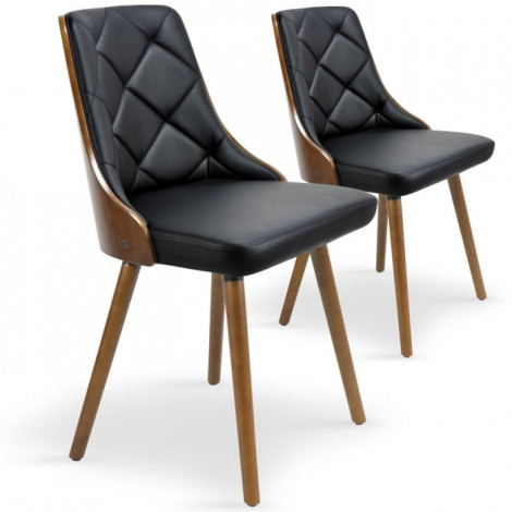 Lot de 2 Chaises Scandinave "Cargo" 79cm Noisette & Noir|Chaise|Paris Prix