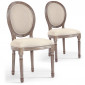 Lot de 2 Chaises Médaillon Tissu "Versailles" 96cm Beige|Chaise|Paris Prix