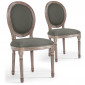 Lot de 2 Chaises Médaillon Tissu "Versailles" 96cm Gris|Chaise|Paris Prix