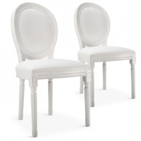 Lot de 2 Chaises Médaillon "Versailles" 96cm Blanc|Chaise|Paris Prix