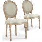 Lot de 2 Chaises Médaillon Tissu "Versailles" 96cm Beige & Naturel|Chaise|Paris Prix