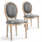 Lot de 2 Chaises Médaillon Tissu "Versailles" 96cm Gris Clair|Chaise|Paris Prix