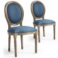 Lot de 2 Chaises Médaillon Tissu "Versailles" 96cm Bleu|Chaise|Paris Prix
