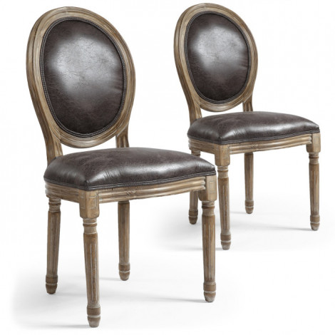 Lot de 2 Chaises Médaillon "Versailles" 96cm Marron Vielli|Chaise|Paris Prix