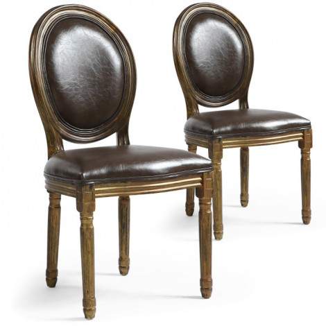 Lot de 2 Chaises Médaillon "Versailles" 96cm Marron & Or|Chaise|Paris Prix