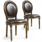 Lot de 2 Chaises Médaillon "Versailles" 96cm Marron & Or|Chaise|Paris Prix
