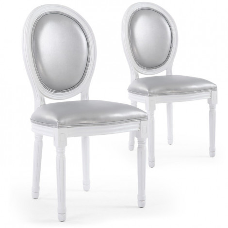 Lot de 2 Chaises Médaillon "Versailles" 96cm Argent|Chaise|Paris Prix