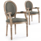 Lot de 2 Chaises Médaillon Tissu "Versailles" 95cm Gris|Chaise|Paris Prix