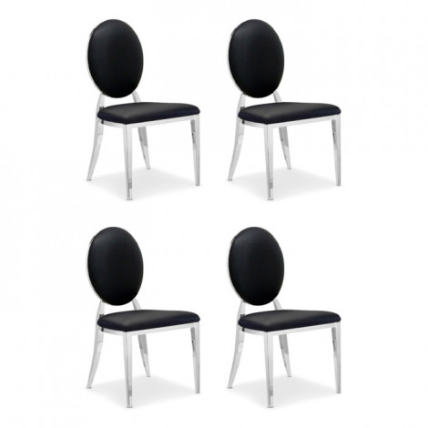 Lot de 4 Chaises Médaillon "Tatianna" 90cm Noir|Chaise|Paris Prix