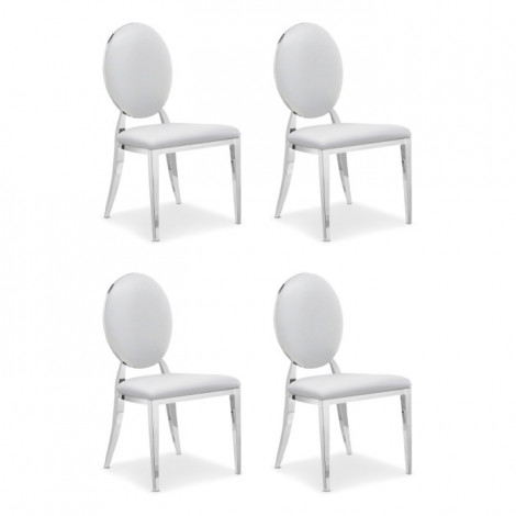 Lot de 4 Chaises Médaillon "Tatianna" 90cm Blanc|Chaise|Paris Prix