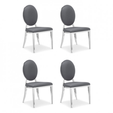 Lot de 4 Chaises Médaillon "Tatianna" 90cm Gris|Chaise|Paris Prix