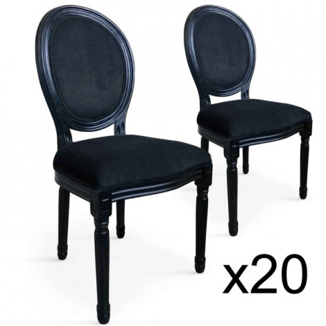 Lot de 20 Chaises Médaillon Velours "Versailles" 96cm Noir|Chaise|Paris Prix