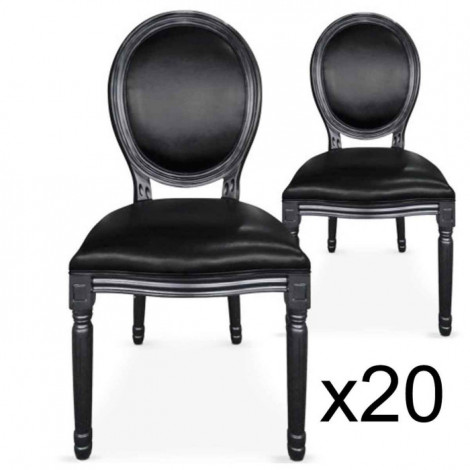 Lot de 20 Chaises Médaillon "Versailles" 96cm Noir|Chaise|Paris Prix