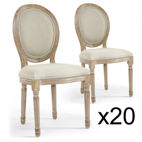 Lot de 20 Chaises Médaillon Tissu "Versailles" 96cm Beige|Chaise|Paris Prix