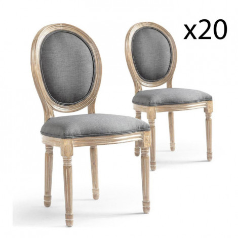 Lot de 20 Chaises Médaillon Tissu "Versailles" 96cm Gris Clair|Chaise|Paris Prix
