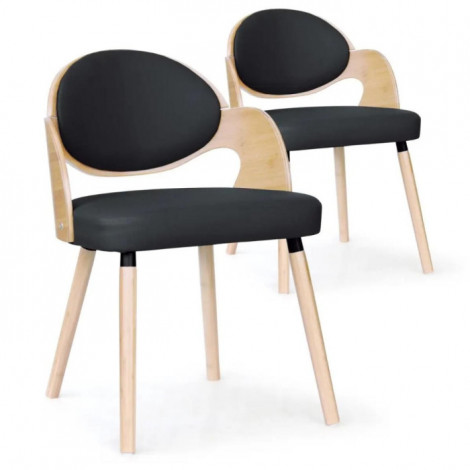 Lot de 2 Chaises Design "Kadoa" 72cm Chêne & Noir|Chaise|Paris Prix