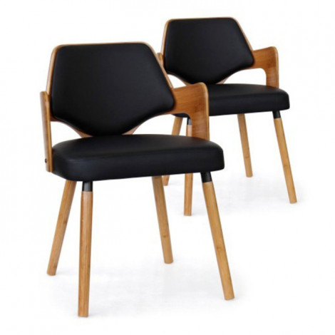 Lot de 2 Chaises Design "Aley" 72cm Noir & Naturel|Chaise|Paris Prix