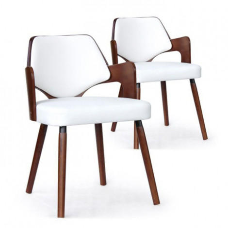 Lot de 2 Chaises Design "Aley" 72cm Blanc & Noisette|Chaise|Paris Prix