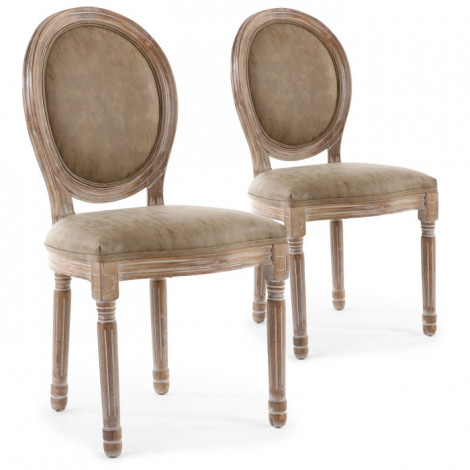 Lot de 2 Chaises Médaillon "Quing" 96cm Taupe|Chaise|Paris Prix