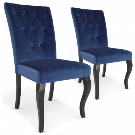 Lot de 2 Chaises Design Velours "Lucky" 106cm Bleu|Chaise|Paris Prix