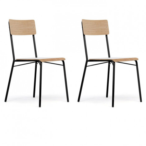 Lot de 2 Chaises Design "Ashburn" 82cm Chêne|Chaise|Paris Prix