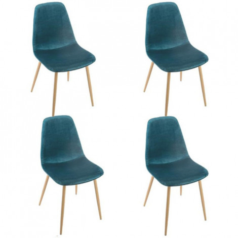 Lot de 4 Chaises en Velours "Roka" 85cm Bleu Canard|Chaise|Paris Prix