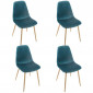 Lot de 4 Chaises en Velours "Roka" 85cm Bleu Canard|Chaise|Paris Prix