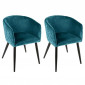 Lot de 2 Fauteuils Design Velours "Marlo" 76cm Bleu|Chaise|Paris Prix