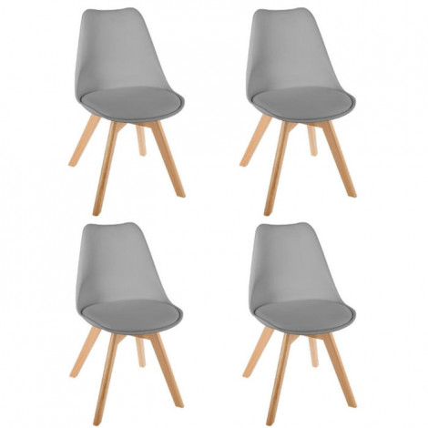 Lot de 4 Chaises Design "Baya" 81cm Gris Clair|Chaise|Paris Prix