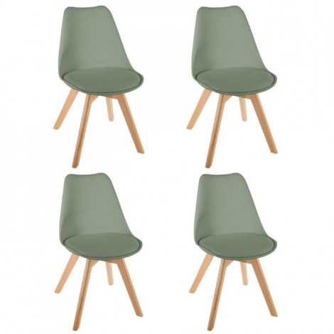 Lot de 4 Chaises Design "Baya" 81cm Kaki|Chaise|Paris Prix