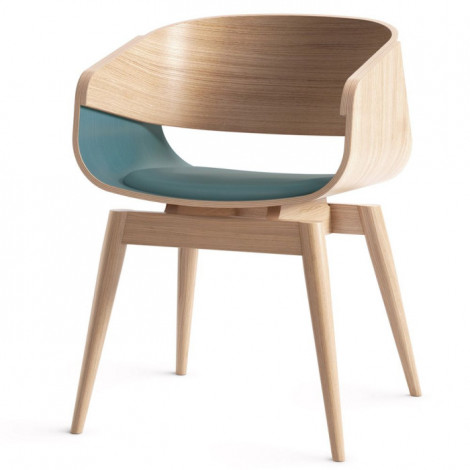 Chaise Design avec Coussin "Almost" 76cm Naturel & Bleu|Chaise|Paris Prix