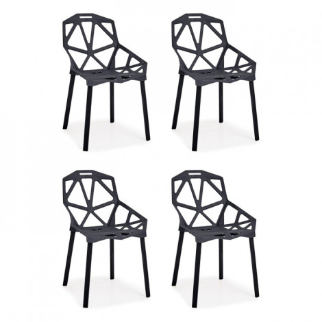 Lot de 4 Chaises Design "Arachnide" 80cm Noir|Chaise|Paris Prix